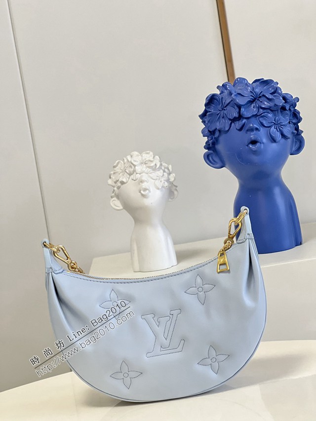 LV專櫃2023新款Over The Moon月亮手袋 M59825藍 路易威登Monogram刺繡腋下肩背斜挎女包 dn1197